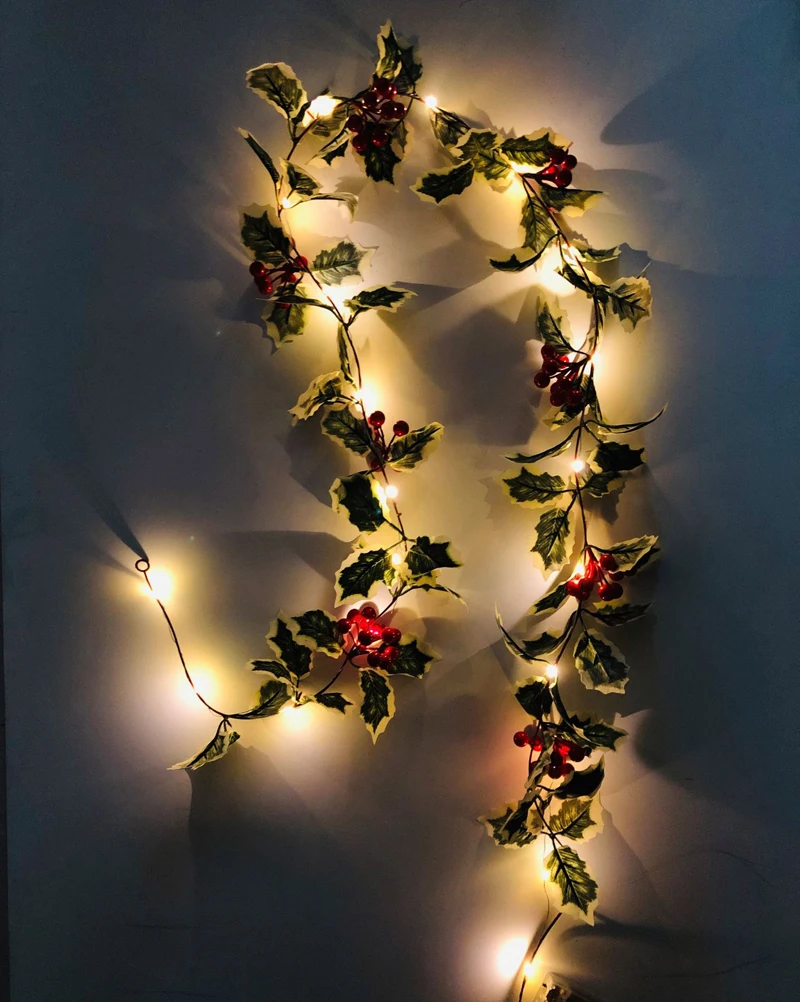 Christmas Thanksgiving String Lights LED Garland Rattan Fruits Copper Wire Light String Festival Gift Garden Home Decorations