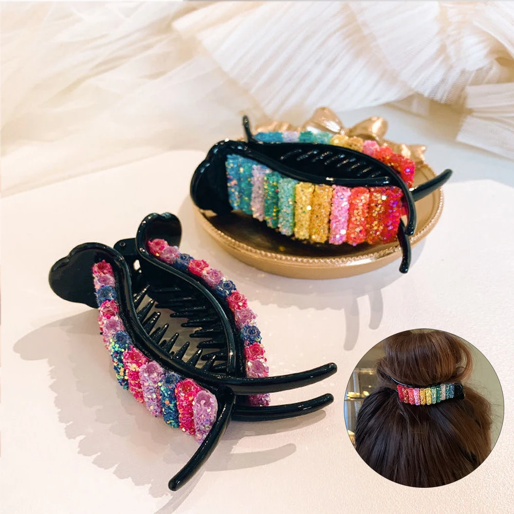 1 шт. радужные заколки для волос Большие Крабы конского хвоста зажимы ярких