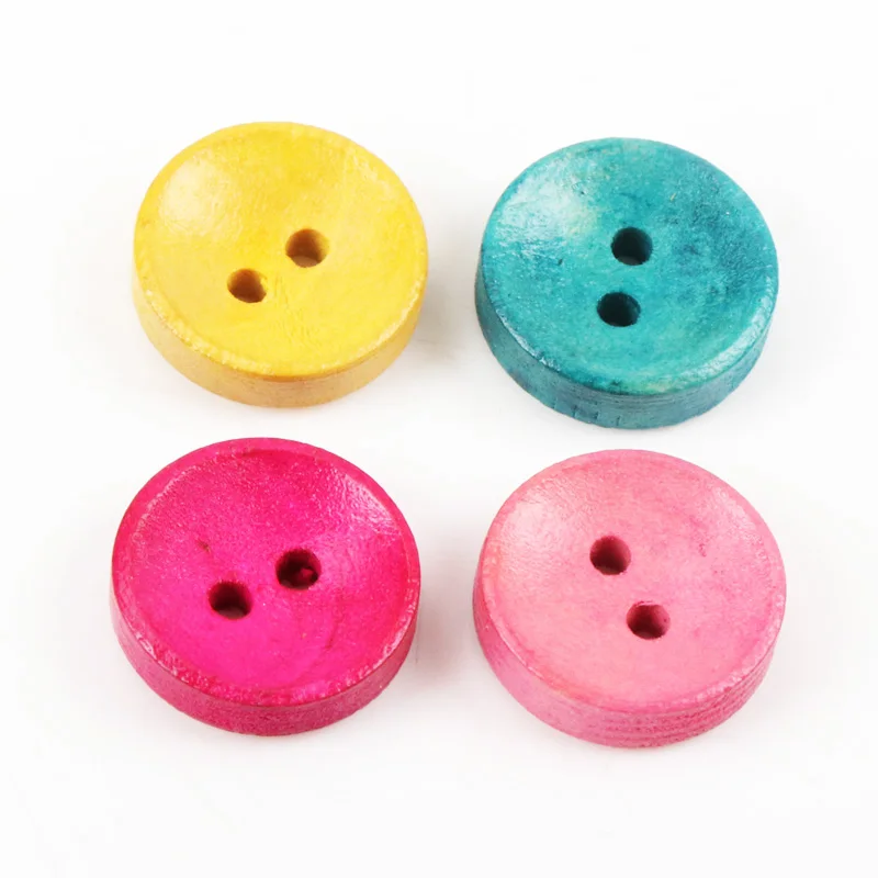 Круглые деревянные декоративные пуговицы Случайные Смешанные 15 мм Скрапбукинг