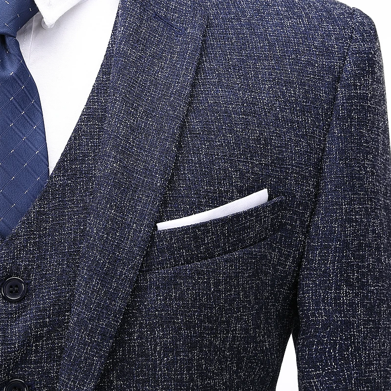 

Men's Slim Fit Suit 3 Piece Jacket Vest Pants Ropa Hombre Elegante Wedding Blazer Party Groom Tuxedo Suits Costume Homme Custom
