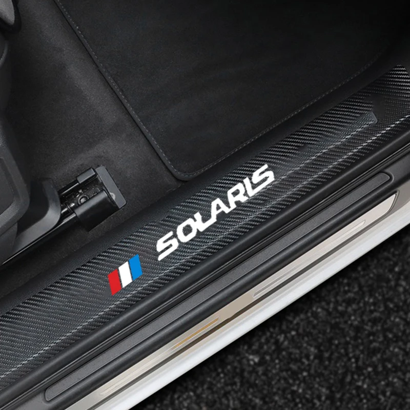 

Кожаные наклейки на пороги автомобиля для Hyundai SOLARIS 2019, 2017, 2012, 4 шт.