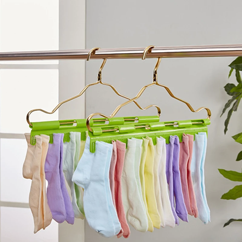 

Multi Purpose Clip Hanger Sock Underwear Towel Hanger Drying Plastic Easy to Use Green F2