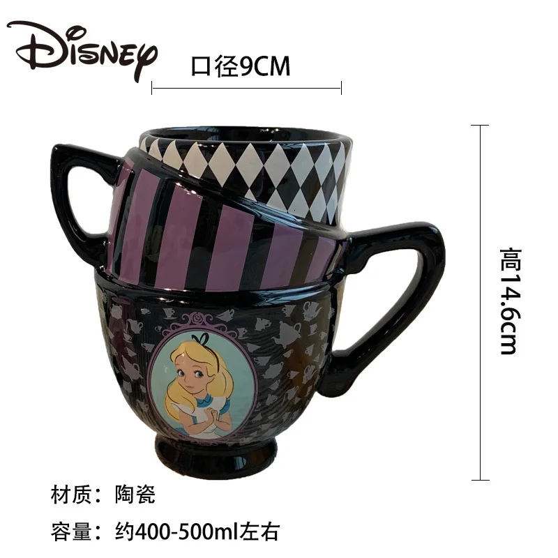 

Disney Alice In Wonderland Water Cup Ceramic Cup Cute Cartoon Personality Three Layer Mug Coffee Cup