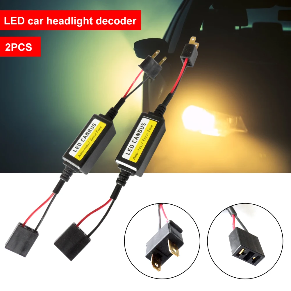 

2pcs H7 LED Headlight Decoder Canbus Anti-Flicker Harness Bulbs Resistor Decoder Error Free