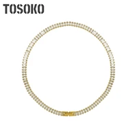 tosoko stainless steel jewelry zircon necklace womens elegant and shining neck chain bsp1068