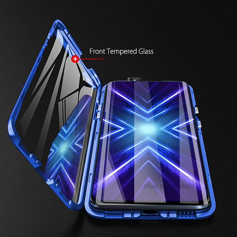 Магнитный чехол с полным покрытием для Honor 9X/9X Premium из закаленного стекла |