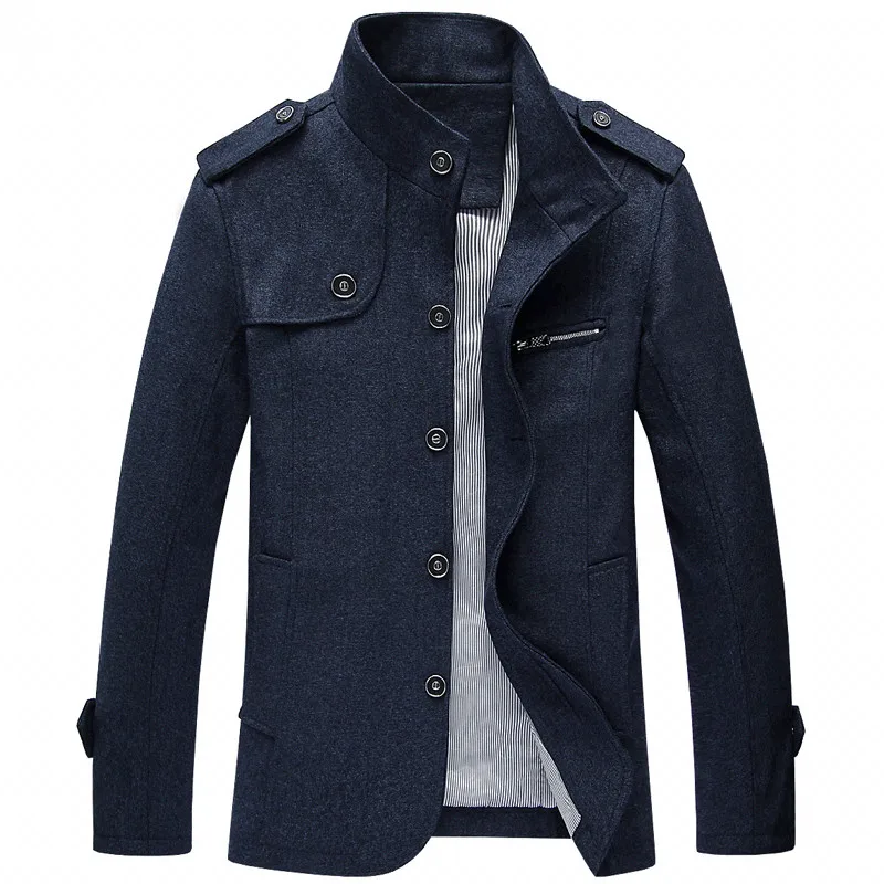

Pop Winter Men Woolen Trench Coats Nice Brand Mens Thicken Warm Windbreake Wool Blendsr Jacket Cappotto Uomo Man Coat