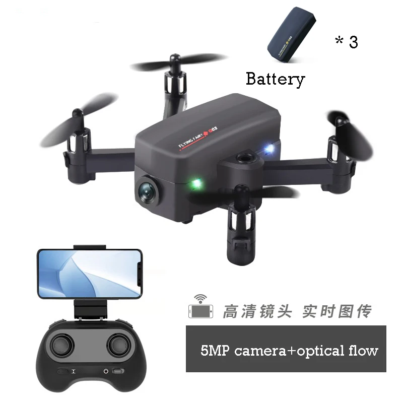 5MP camera black 3B Мини Карманный Дрон с HD 4K FVP wifi камера Дрон RC Квадрокоптер широкий угол Безголовый оптический поток режим удержания высоты Дрон - Цвет: 5MP camera black 3B