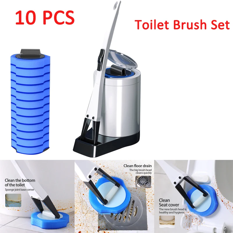 

Sponge Head Toilet Brush Quick Draining Clean Tool Floor-Standing Household Cleaning Tools Brush Bathroom Accessories Wholesale
