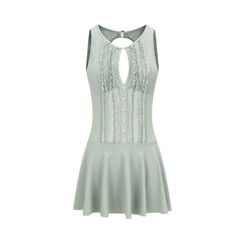 

Swim Suit Women Swimwear Push Up Swimsuit Piece Swiming Skirt Covering Sexy Backless Korean Big Yards Solid Polyester