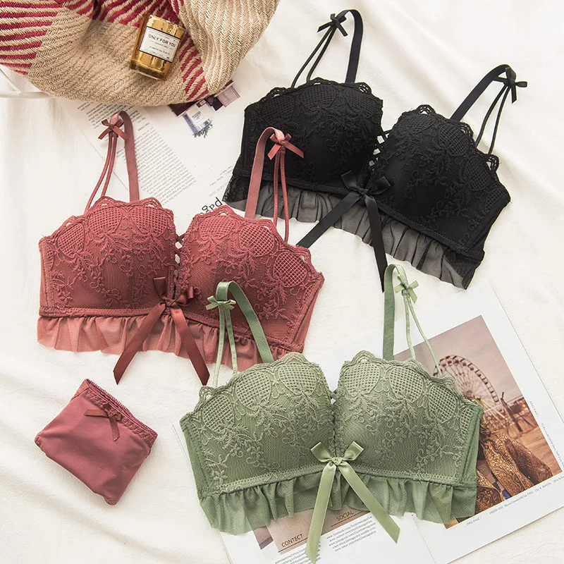Женский кружевной бюстгальтер с эффектом потертости красный и зеленый цвета