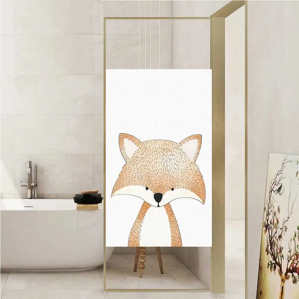 

Window Film Privacy Cute Animal-Fox Frosted Glass Sticker UV Blocking Heat Control Window Coverings Window Tint for Homedecor