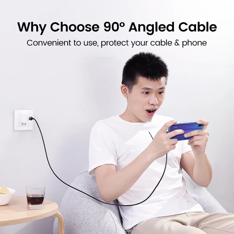 Кабель UGREEN usb-c 3 А угловой для быстрой зарядки Samsung S10 S9 Plus 0 | Мобильные телефоны и