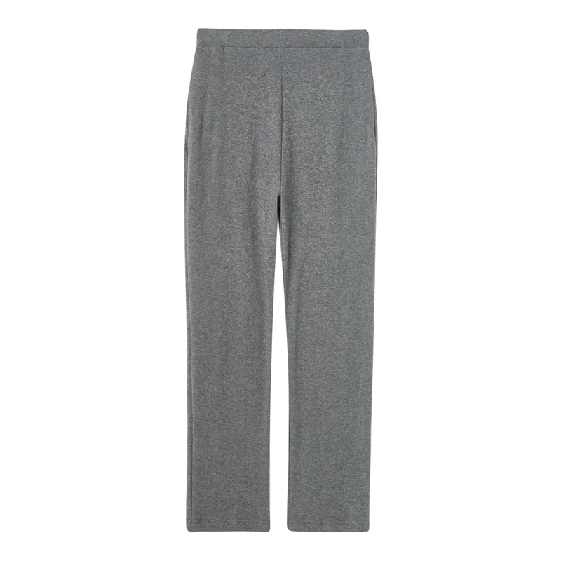 Gray-Elastic Waist Штаны для сна THREEGUN, мужские клетчатые штаны, клетчатая Пижама, 100 хлопок, повседневные пижамы, домашняя пижама, брюки, одноцветная нижняя часть, XXXL - Цвет: Gray-Elastic Waist