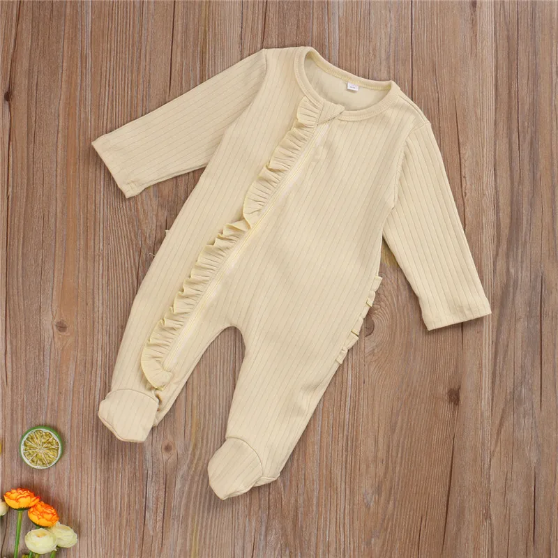 Комбинезон для маленьких девочек пижама новорожденных комбинезоны с оборками