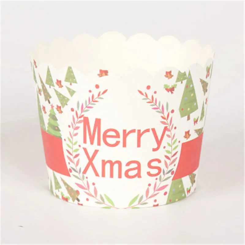 50 Pcs Christmas Tree Muffin Cupcake Paper Cups Liner Wrappers Case Christma Caissettes Baking Cup |