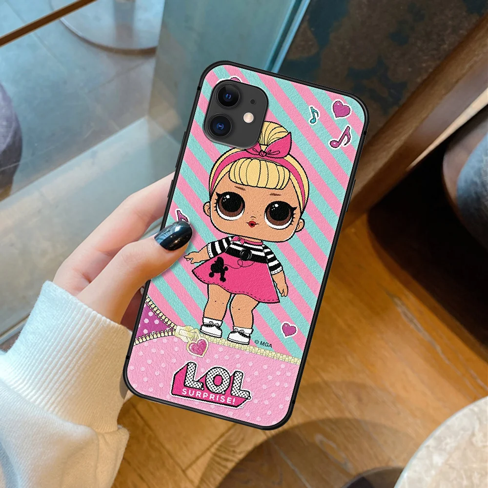 

LOL Cute Cartoon Doll Girl Phone Case For iPhone 5 5S SE 2020 6 6S 7 8 Plus 11 12 Mini X XS XR Pro Max black Back Painting