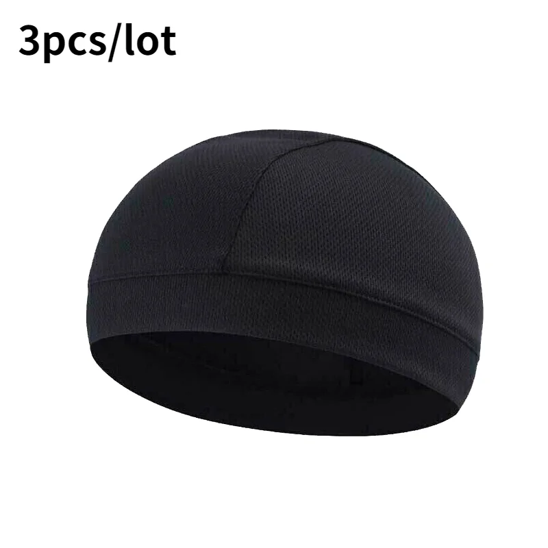 

3pcs/lot Moisture Wicking Cooling Skull Cap Helmet Liner Beanie Bald Caps Dome Cap Dries Quickly Cycling Black Hat
