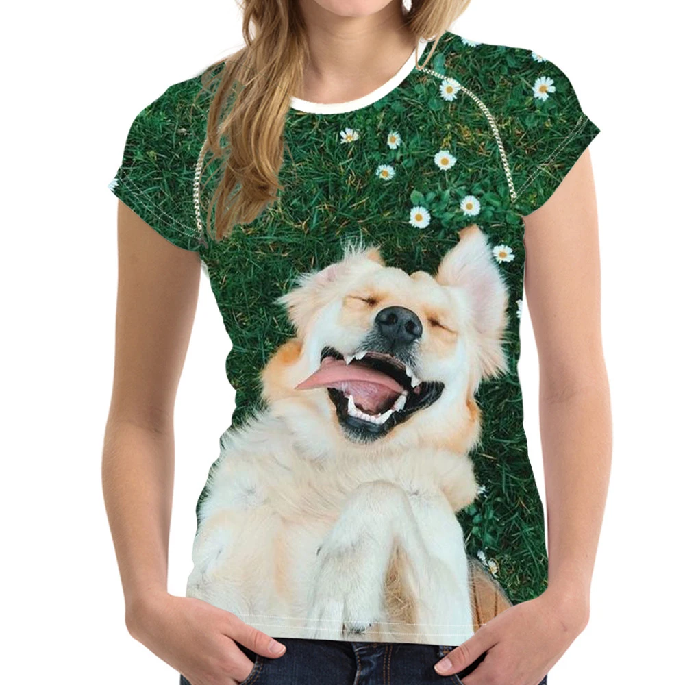 3D футболки с изображением золотистого ретривера женская летняя одежда