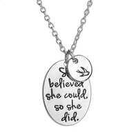 she believed she could so she did pendant necklaces women jewelry long chian trendy friend gifts
