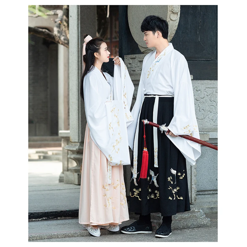 Dynastie Tang Cloths Китайская традиционная пара Hanfu Улучшенный костюм розовый черный