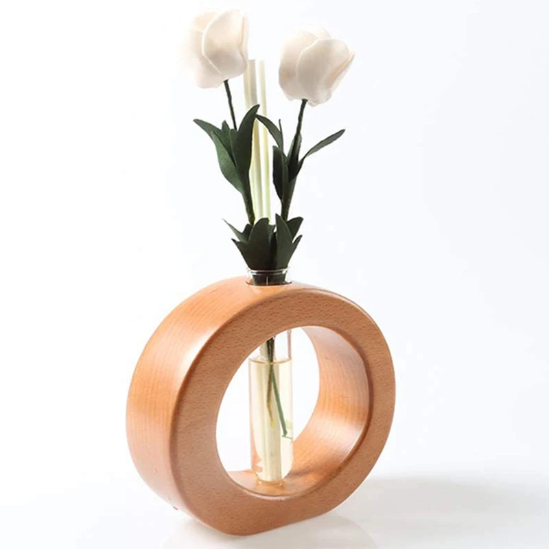 

Glass Planter Propagation Stations Desktop Vase Test Tube Vase with Wooden Stand Terrarium Hydroponics Indoor Home Decor