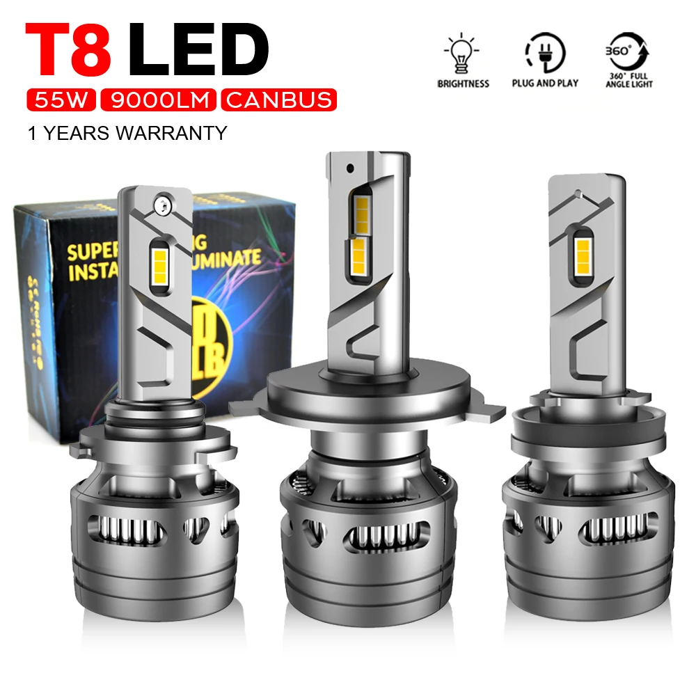 

Car Led Headlight 55W 9000LM H4 H7 H11 Led H3 H1 9005 HB3 HB4 9006 9012 H16 880 881 Auto Headlamp 12V 6500K Fog Bulb NEW T8