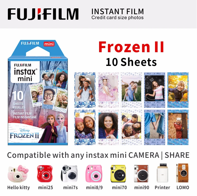Frozen-2 10 Sheets ЖК-дисплея с подсветкой FUJIFILM FUJI INSTAX MINI 9 пленка глянцевая фотобумага в 1 пакет для SP1 SP2 70 7cs 8 25 90 50 Lomo - Цвет: Frozen-2 10 Sheets