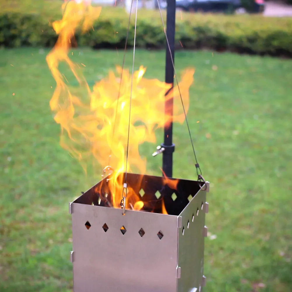

Outdoor Stainless Steel Wood Stove Camping Stove Portable Ultra-light Folding Pocket Stove Camping Warm Hanging Stove