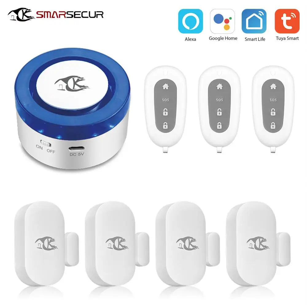 Tuya WiFi сигнализация сирена умная жизнь приложение управление дверь совместима с