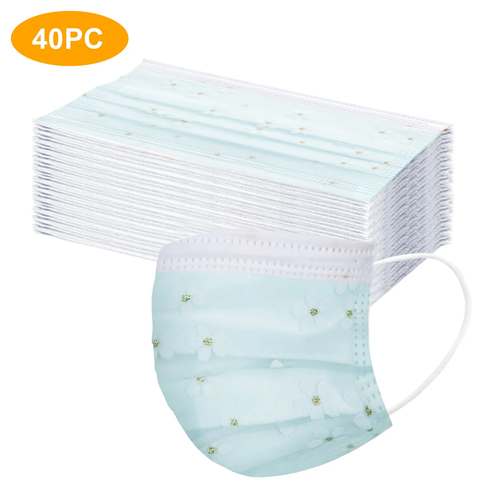 

40#Hygiene Batch Protect Mouth NoseAdult Net Yarn Flowers Four-Layer Disposable Protective Printing MaskMasque Unisex