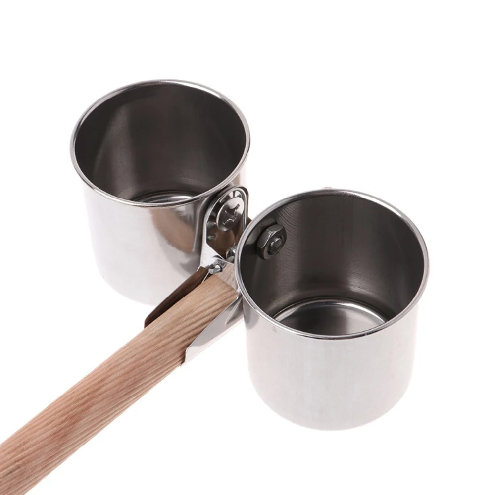 Bird Feeder Cups Food Water Feeding Double With Clip Stainless Steel Parrot Cage Stand Supplies | Дом и сад