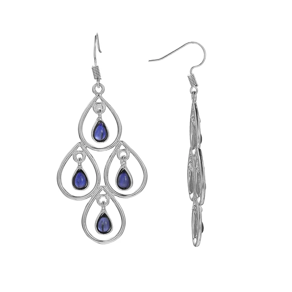 Классические Синие Капли-кристаллы в форме серег для женщин, винтажный стиль Богемии с бриллиантами, свадебные украшения из ювелирных изделий.