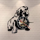 Британский Бульдог, настенные часы, бульдог, виниловая пластина, настенные часы, щенок, Униформа, уход за домашними животными, собака, настенное искусство, бульдоги, подарок