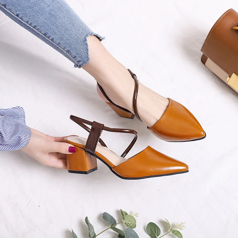 

Pointed sandals New summer heel a word heel high heels in the Korean version of 100 sandals