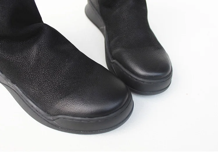 Careaymade-Genuine Leather Thick-soled Women's Shoes Round-toed Original Handmade Single boots Flat-soled Retro Leisure boots