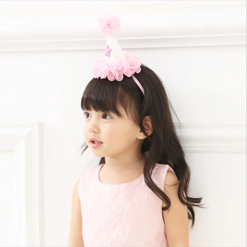 Ручная работа повязка на голову с блестящей короной и цветком для новорожденных