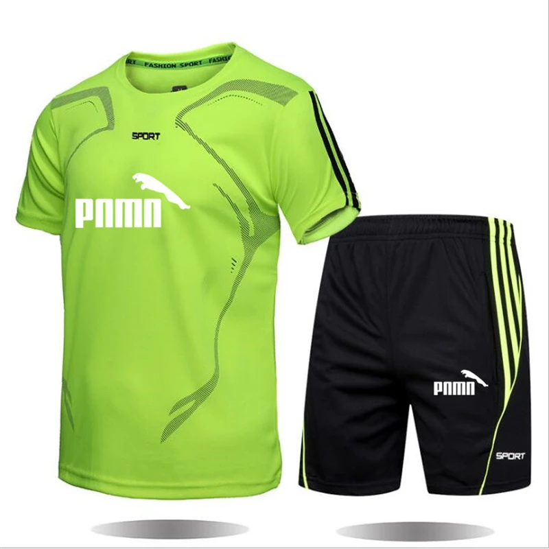 

New men's running P T-shirt + shorts suit football basketball uniforms men sports suits quick-drying fitness sportswear tees