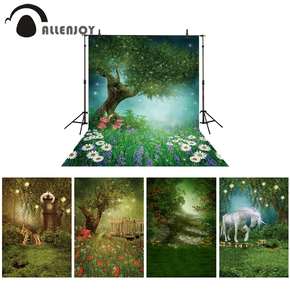 Allenjoy пейзаж фон Весенняя Сказка лес цветы Единорог Страна Чудес фотозона День