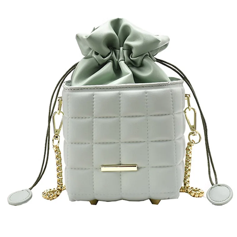 

Lattice Tote Bucket bag 2021 Fashion New High-quality PU Leather Women's Designer Handbag Drawstring Shoulder Messenger Bag
