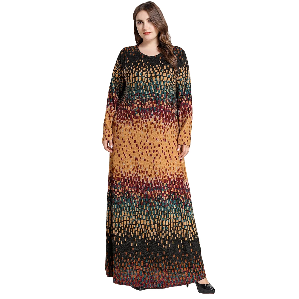 Новинка длинное платье-макси для мусульманской женщины с надписью размера плюс