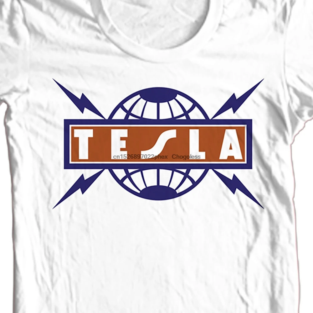 Футболка Tesla из тяжелого металла в стиле ретро Классическая хлопковая с