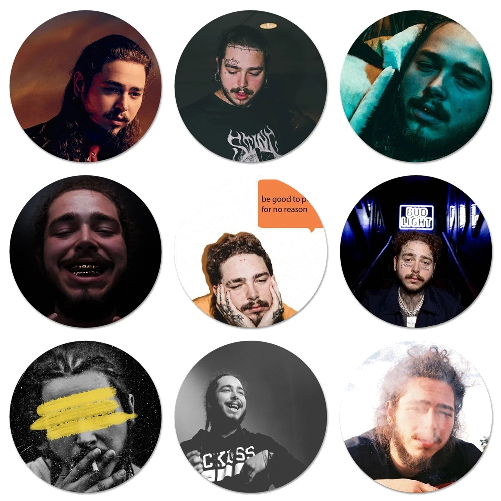 

Post Malone Unique Design Icons Pins Badge Decoration Brooches Metal Badges For Clothes Backpack Decoration 58mm