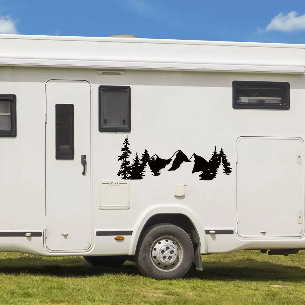 2PCS Car Mountain Graphics Stickers For Motorhome Horsebox Caravan RV Camper Van Body Decor Stickers Vinyl Decals Accessories
