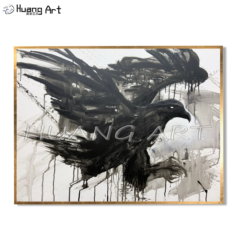 

Original Artwork Oil Painting for Room Decor Flying Eagle in Sky Landscape Hand-painted Soaring Eagle Animal Wall Painting