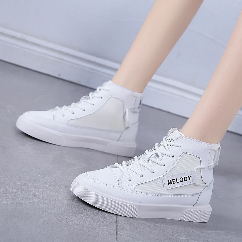 2019 женские кроссовки на плоской подошве Модная белая Вулканизированная обувь