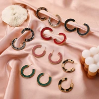 geometric c shaped earrings for women 2021 trend temperament niche leopard print stud earring aesthetic korean fashion jewelry