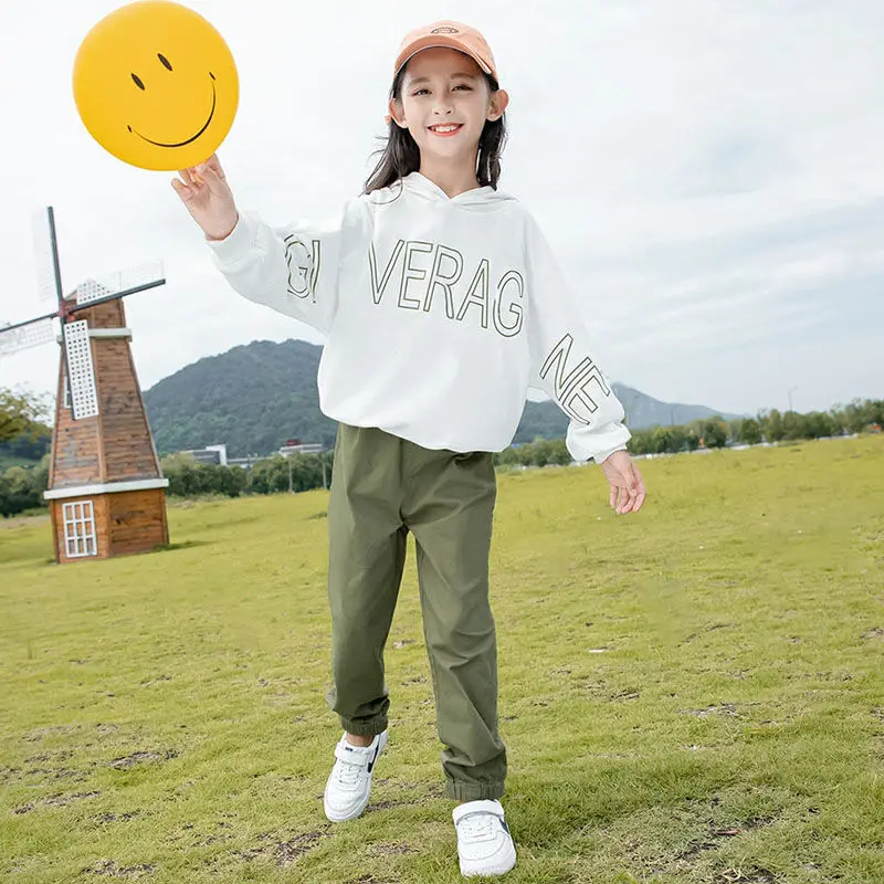 

Children Autumn Suits 2019 New Style Girls Sports Clothes Sets 2pcs Purple and black Clothes Sets Kids 8 10 12 13 14 years old