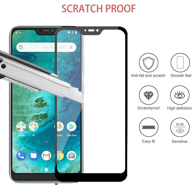 2 in 1 9D Camera Tempered Glass for Xiaomi Mi A2 Lite Screen Protector Protective ksiomi MiA2 A2Lite light | Мобильные телефоны и