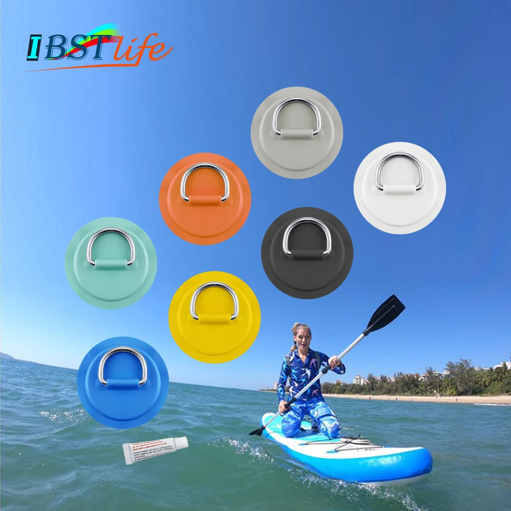 

3.15 inch 8cm Stainless Steel D Ring Pad Patch With Glue for PVC Inflatable Boat Raft Dinghy Canoe Kayak Surfboard SUP Tie Down